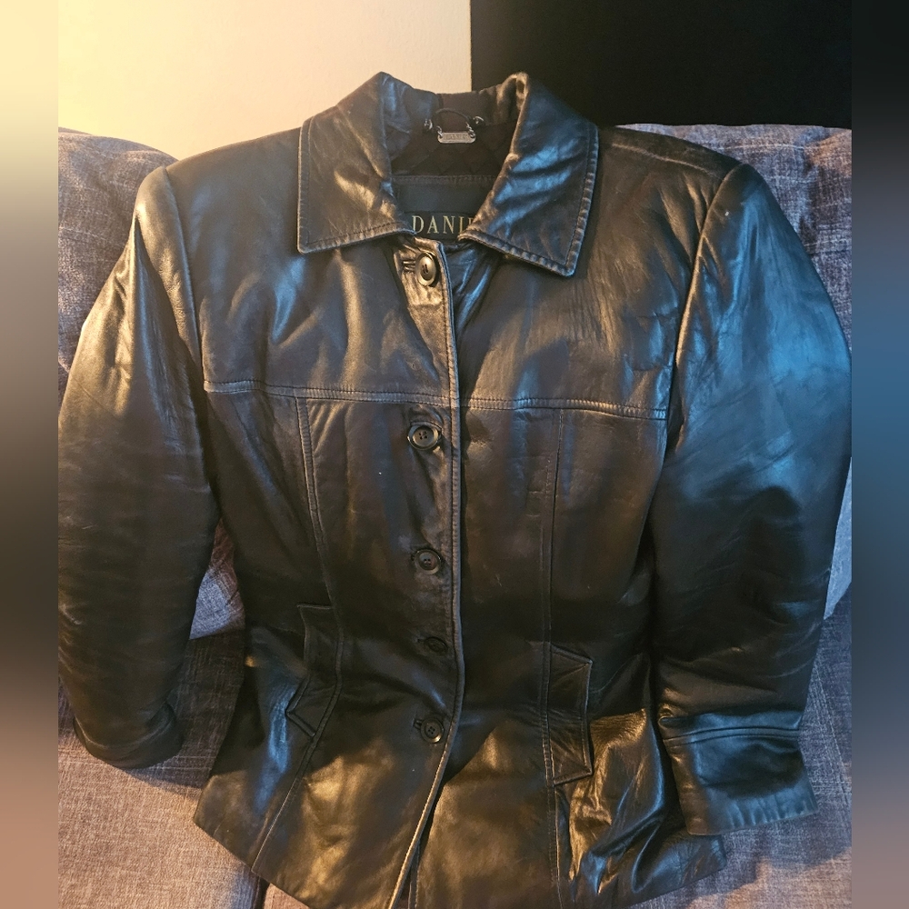Danier Classic Black Leather Jacket.
